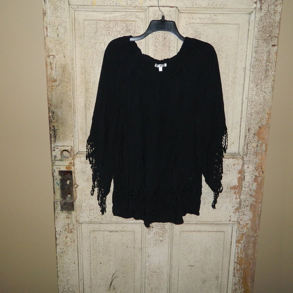 Spense On/Off Shoulder Tunic Blouse Black Size XL (TT-9)